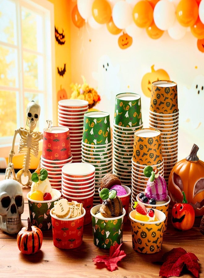 Newtay 120 Pcs Halloween Snack Cups 9 oz Ice Cream Bowls Pumpkin Ghost Bat Treat Paper Disposable Cups Dessert Soup Bowls for Hot or Cold Food Sundae Yogurt Halloween Party Supplies - Image 4
